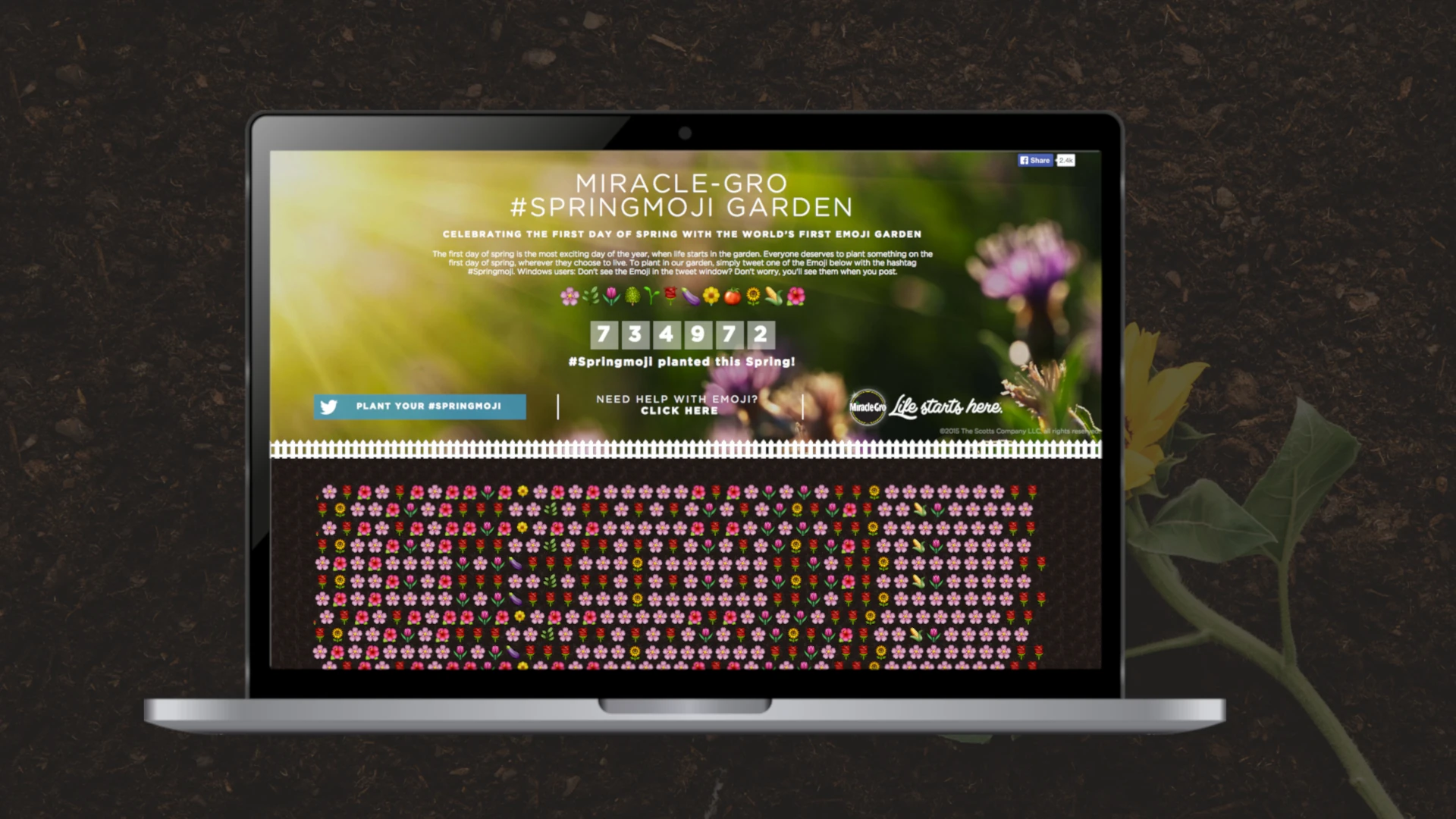 Original Miracle-Gro Springmoji interactive garden shown on a laptop