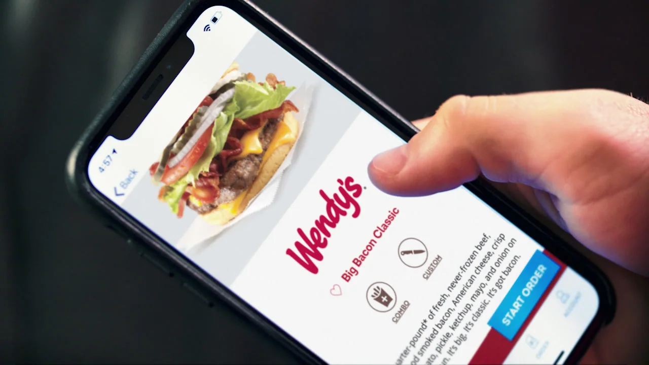 Wendy’s mobile ordering app in use