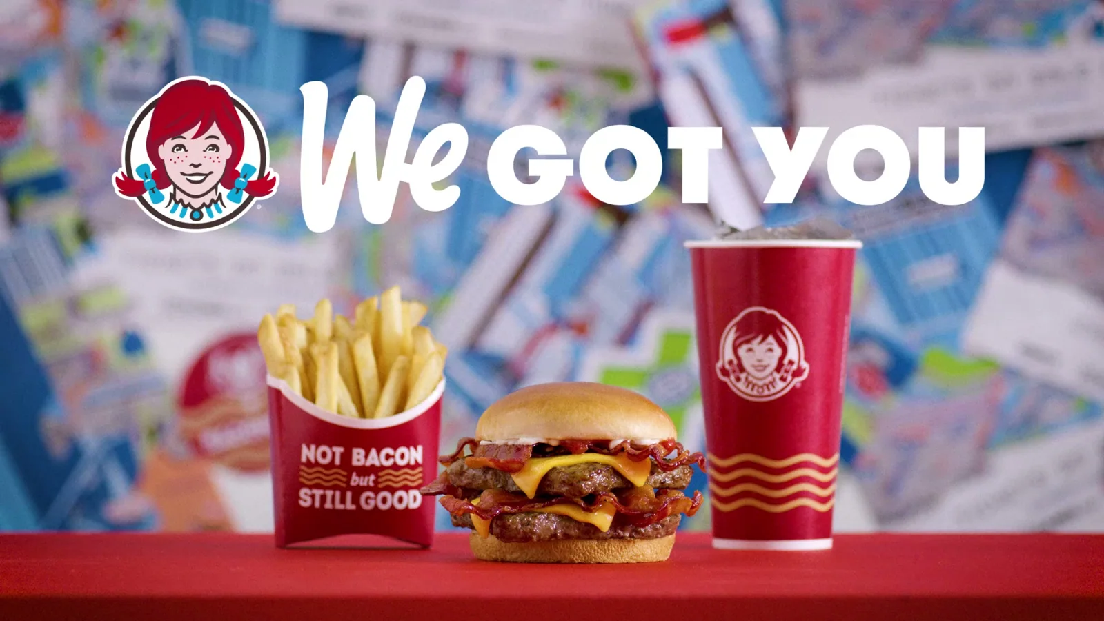 Wendy’s We Got You campaign with burger fries and drink