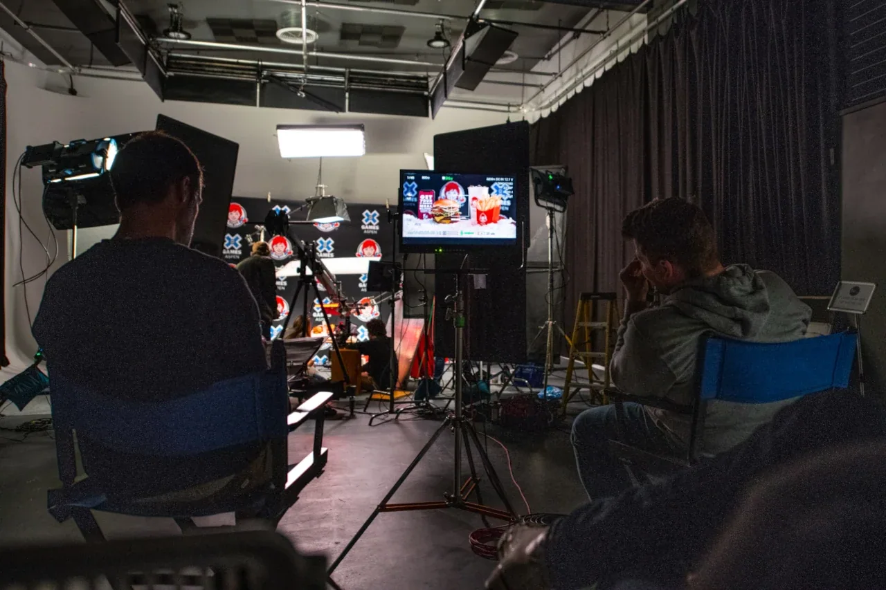 Wendy's production team working on set